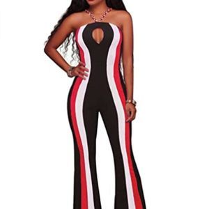 Womens Hater Straps Open Bust Hollow Out Jumpsuit